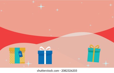 three Gifts on abstract background with stars