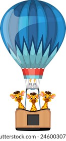 Three giraffes enjoying a scenic balloon flight