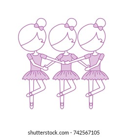 three girls dancing ballet classic practice