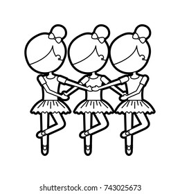 three girls dancing ballet classic practice