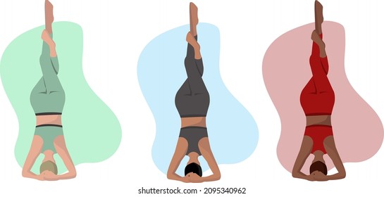 
Tres niñas de diferentes nacionalidades hacen yoga