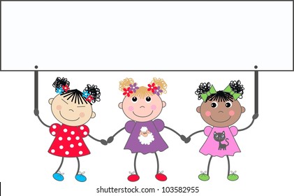 three girls holding  a placard