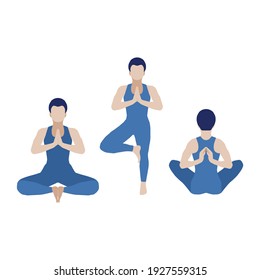 Tres chicas en posición de loto haciendo yoga.