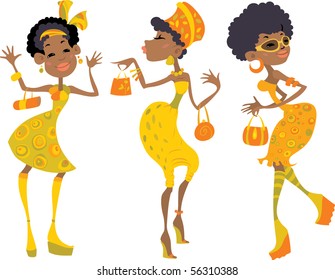 Three girls with purse