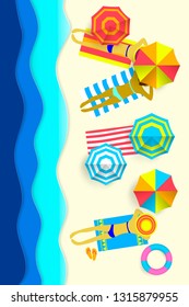 Three Girls sunbathing on the beach.  Summer vacation travel. sandy beach, ocean waves. Vector illustration.