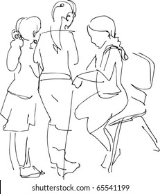 three girls talking