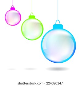 Three glass Christmas ball. Vector