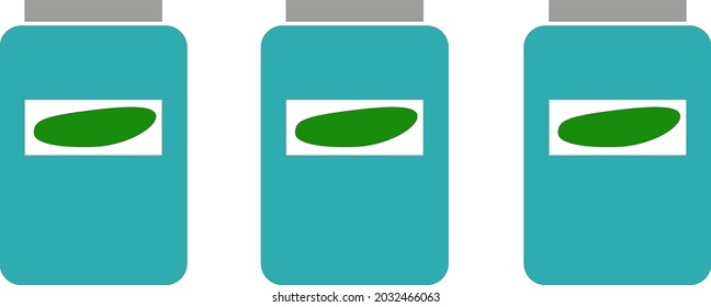 Three glass jars with stickers with canned cucumbers
