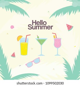 Three Glass of Summer Drinks with Pastel Color