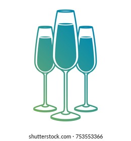 three glasses with champagne alcohol liquid celebration vector illustration