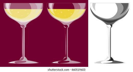 Three Glasses Of Champagne. Vector Illustration. EPS 10