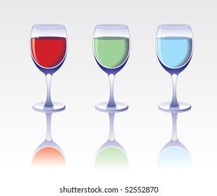Three glasses of drink. Icon restaurant.