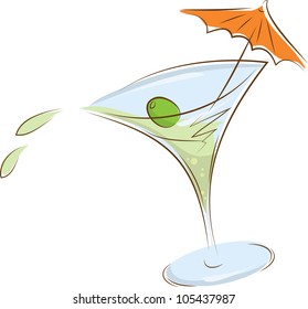 three glasses of fizzy drink of different colors. illustration