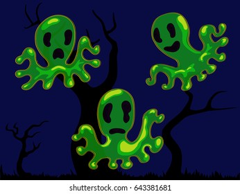 The three gloomy friends in green