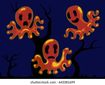 The three gloomy friends in red