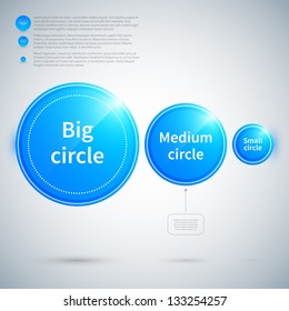 Three glossy circles of different sizes.