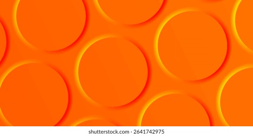 Three glowing orange circles with radiant yellow-red edges are aligned horizontally on a bright gradient background, creating a vibrant and energetic visual effect.