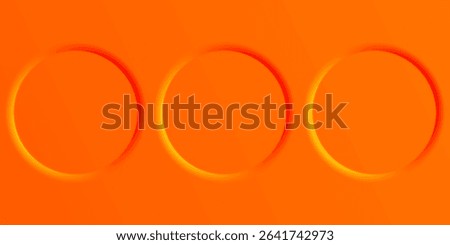 Three glowing orange circles with radiant yellow-red edges are aligned horizontally on a bright gradient background, creating a vibrant and energetic visual effect.