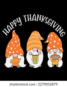 Three gnomes happy thanksgiving t-shirt design