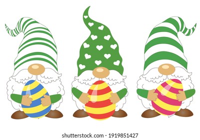 Three Gnomes svg. Gnomes svg. Easter Gnomes eps. Gnomes with Easter eggs svg, png. Shirt design. svg