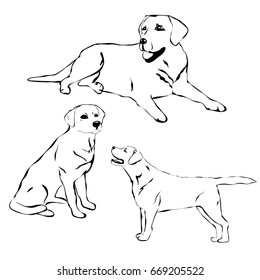 Three gods in different positions. Sketch vector illustration