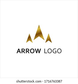 Three gold arrow modern logo design