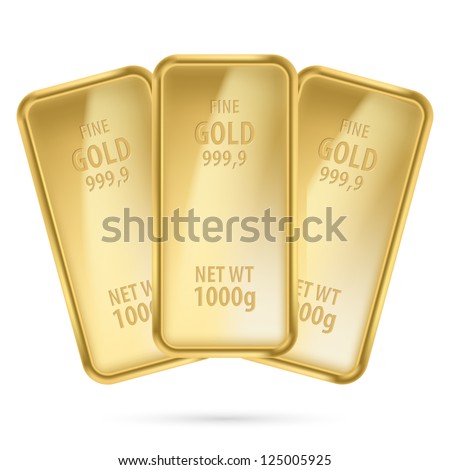 Three gold bars.  Illustration on white background