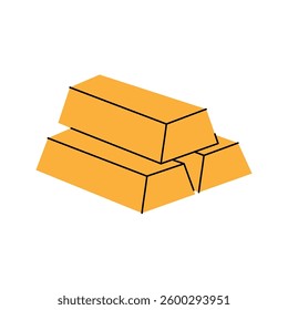 Three gold bars stacked on top of each other. Money investment and business commerce. Vector illustration.