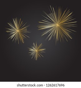 three gold fireworks
