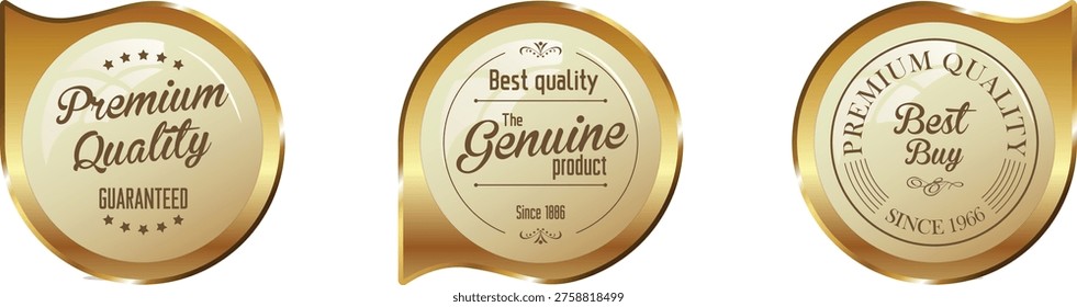 Three gold foil seals with premium quality and batch details