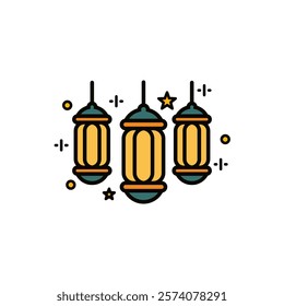 three gold and green lantern icon