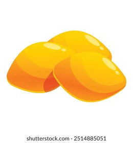 Three gold nuggets are lying on a white background, embodying wealth and treasure