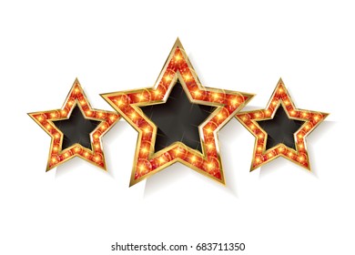 Three gold red tars on white background. Vector illustration