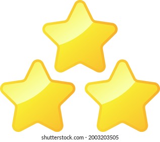 Three Gold Stars - Amazing vector icon of three gold rounded stars suitable for game, animation, apps, icon, sign, sticker, children book, decoration, and illustration in general - Vector Icon