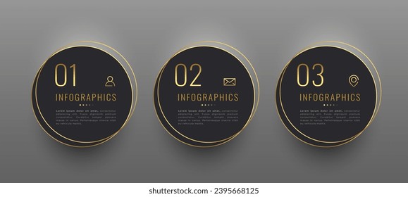 three golden infographic element for business success vector