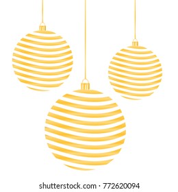 three golden New Year's toys in striped