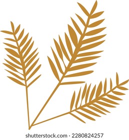 Three golden palm branches , vector