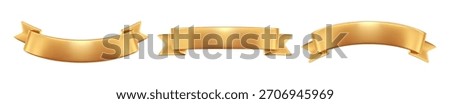 Three golden ribbons flow in graceful arcs ideal for awards and celebrations, perfect for festive banners and elegant branding vector illustration background