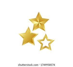 
Three Golden Star - 3d. Realistic metallic golden star background. Vector illustration EPS10