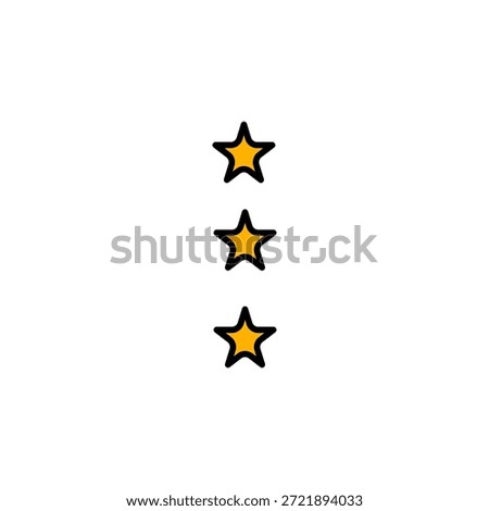 Three golden stars aligned vertically on a clean white background. Simple, elegant design. Symbol of quality, rating, or achievement. Minimalist and versatile.