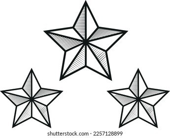 Three golden stars Argentina soccer world cup champion. Illustration to use as a graphic resource or tattoo.