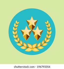 three golden stars and golden grains crown icon