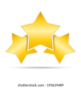 Three golden stars on white background, vector eps10 illustration