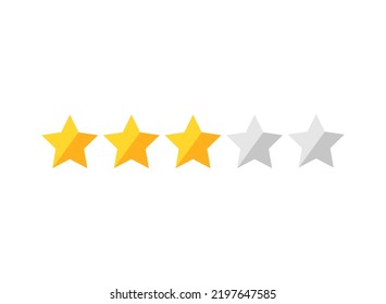 Three Golden Stars With Two Not Active. Rating Button. Customer Product Rating Review Icon. Vector Illustration. Assessment For Web Sites And Apps. 