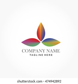 three gradient colorful leafs for company logo vector