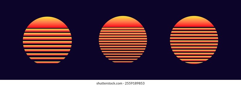 Three gradient ovals with horizontal stripes in warm colors, showcasing a modern design.
