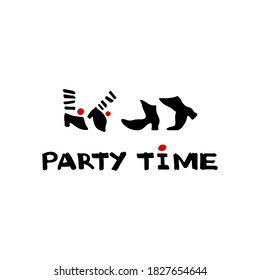 Three grains of coffee and coffee calligraphy. Black and white icon. Vector Illustration.