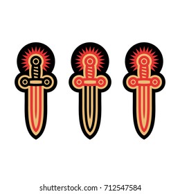 Three graphic daggers