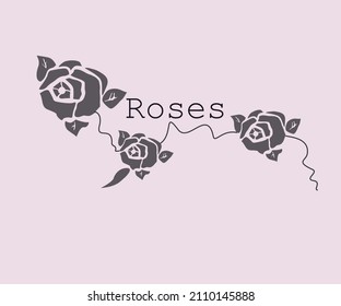 Three graphic roses icon for design for a business cards, postcards.