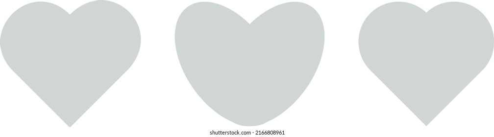 three gray hearts on a white background
